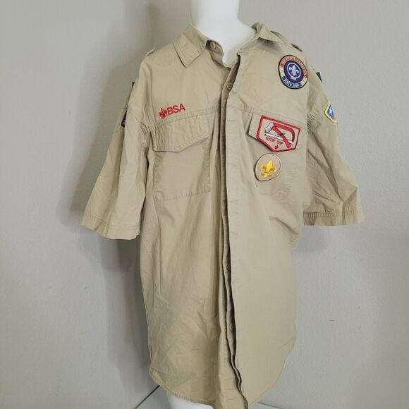 Boy Scouts Large Men's shirt patches button collar BSA Alamo Council pockets - Picture 1 of 12